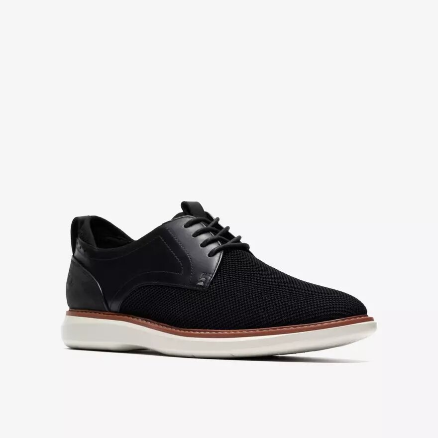 Scarpa Oxford da uomo Brantin in maglia nera a tinta unita Scarpa Oxford da uomo Brantin in maglia nera a tinta unita