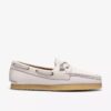 Scarpe da barca da donna Godney Boat in pelle martellata bianca Scarpe da barca da donna Godney Boat in pelle martellata bianca