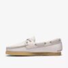 Scarpe da barca da donna Godney Boat in pelle martellata bianca Scarpe da barca da donna Godney Boat in pelle martellata bianca