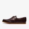 Scarpe da barca da uomo Charmouth Lace in pelle marrone