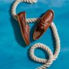 Scarpe da barca da uomo Charmouth Lace in pelle marrone chiaro