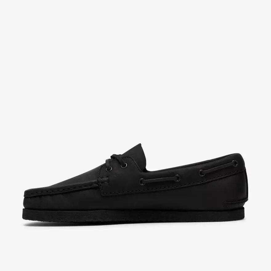 Scarpe da barca da uomo Godney in pelle nera Scarpe da barca da uomo Godney in pelle nera
