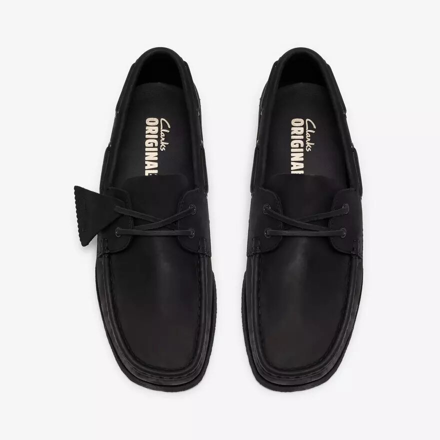 Scarpe da barca da uomo Godney in pelle nera Scarpe da barca da uomo Godney in pelle nera