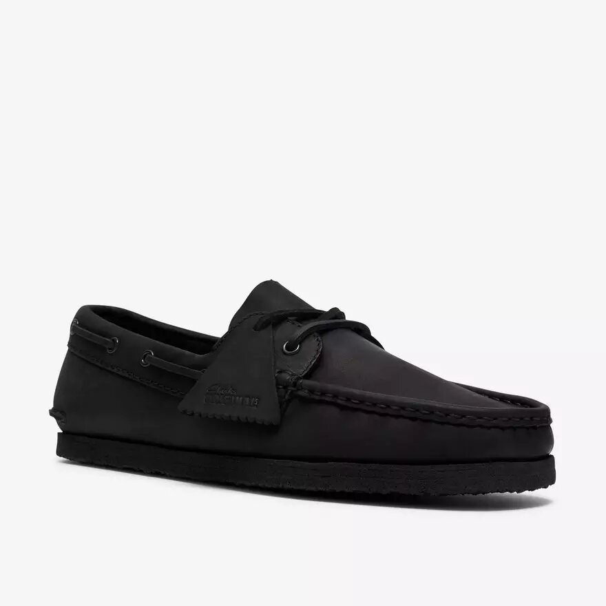 Scarpe da barca da uomo Godney in pelle nera Scarpe da barca da uomo Godney in pelle nera