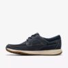Scarpe da barca da uomo Sailview con lacci in nabuk blu navy