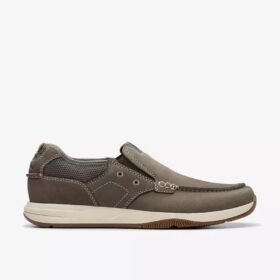 Scarpe da barca da uomo Sailview Step in nabuk color taupe, senza lacci