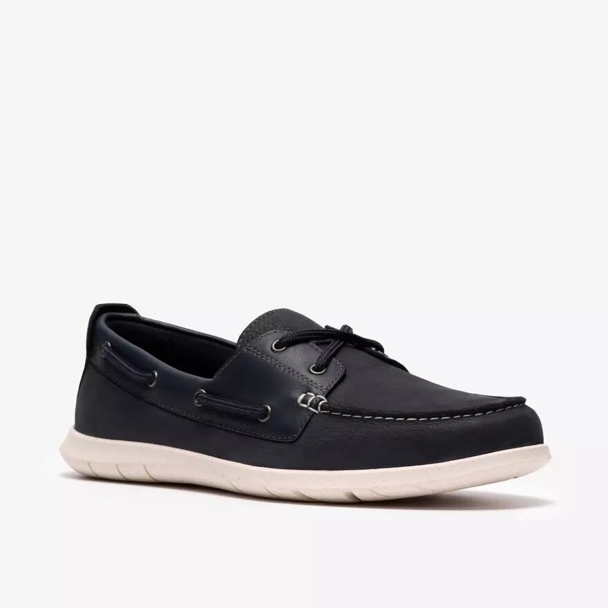 Scarpe da barca Flexway 2Eye da uomo in nabuk blu navy Scarpe da barca Flexway 2Eye da uomo in nabuk blu navy