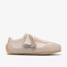 Scarpe da donna Tor Low in pelle scamosciata bianco sporco stringate