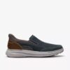 Scarpe da uomo Craftwell Step in pelle blu navy Slip-on senza lacci