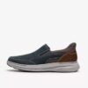 Scarpe da uomo Craftwell Step in pelle blu navy Slip-on senza lacci