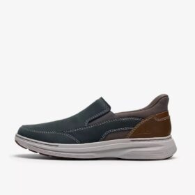 Scarpe da uomo Craftwell Step in pelle blu navy Slip-on senza lacci