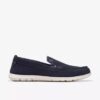 Scarpe da uomo Flexway Step in camoscio blu navy, mocassini estivi Slip-on senza lacci