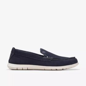 Scarpe da uomo Flexway Step in camoscio blu navy, mocassini estivi Slip-on senza lacci