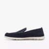 Scarpe da uomo Flexway Step in camoscio blu navy, mocassini estivi Slip-on senza lacci