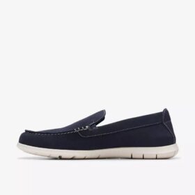 Scarpe da uomo Flexway Step in camoscio blu navy, mocassini estivi Slip-on senza lacci