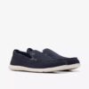 Scarpe da uomo Flexway Step in camoscio blu navy, mocassini estivi Slip-on senza lacci