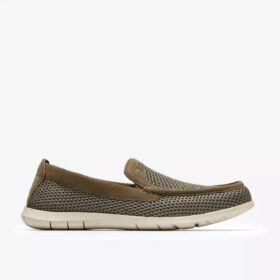 Scarpe da uomo Flexway Step in maglia color oliva Slip-on senza lacci