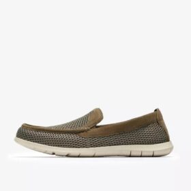 Scarpe da uomo Flexway Step in maglia color oliva Slip-on senza lacci