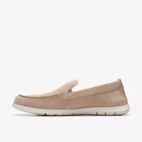 Scarpe da uomo Flexway Step in pelle scamosciata color sabbia, modello slip-on