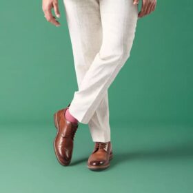 Scarpe Oxford da uomo Aldwin Lace in pelle color cuoio