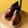 Scarpe Oxford da uomo Brantin Plain in pelle marrone chiaro