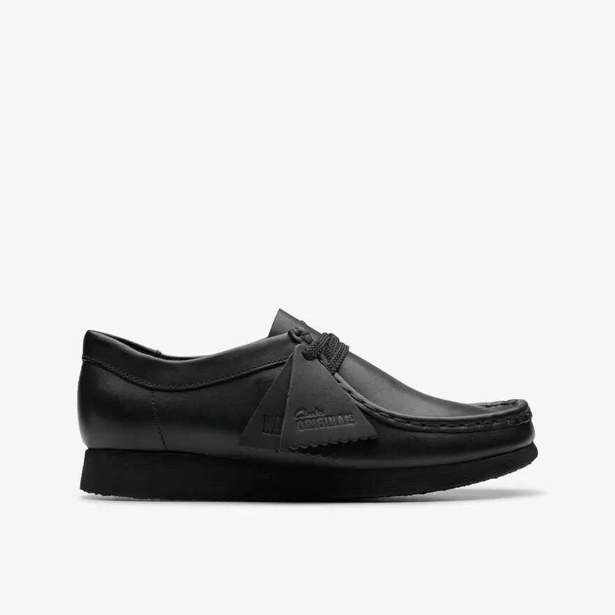 Scarpe Wallabee™ per bambini più grandi in pelle nera Scarpe Wallabee™ per bambini più grandi in pelle nera