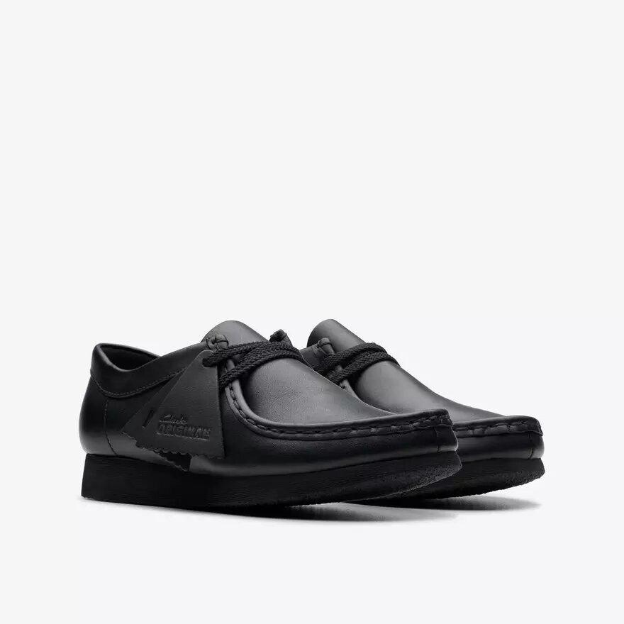 Scarpe Wallabee™ per bambini più grandi in pelle nera Scarpe Wallabee™ per bambini più grandi in pelle nera