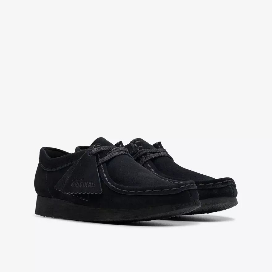 Scarpe Wallabee per bambini più grandi in pelle scamosciata nera Scarpe Wallabee per bambini più grandi in pelle scamosciata nera