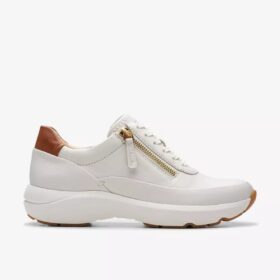 Sneakers da donna Tivoli Zip in pelle bianco sporco