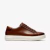 Sneakers da uomo Goswell Tie in pelle color cuoio