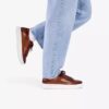 Sneakers da uomo Goswell Tie in pelle color cuoio