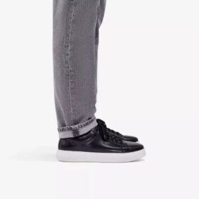 Sneakers da uomo Goswell Tie in pelle nera