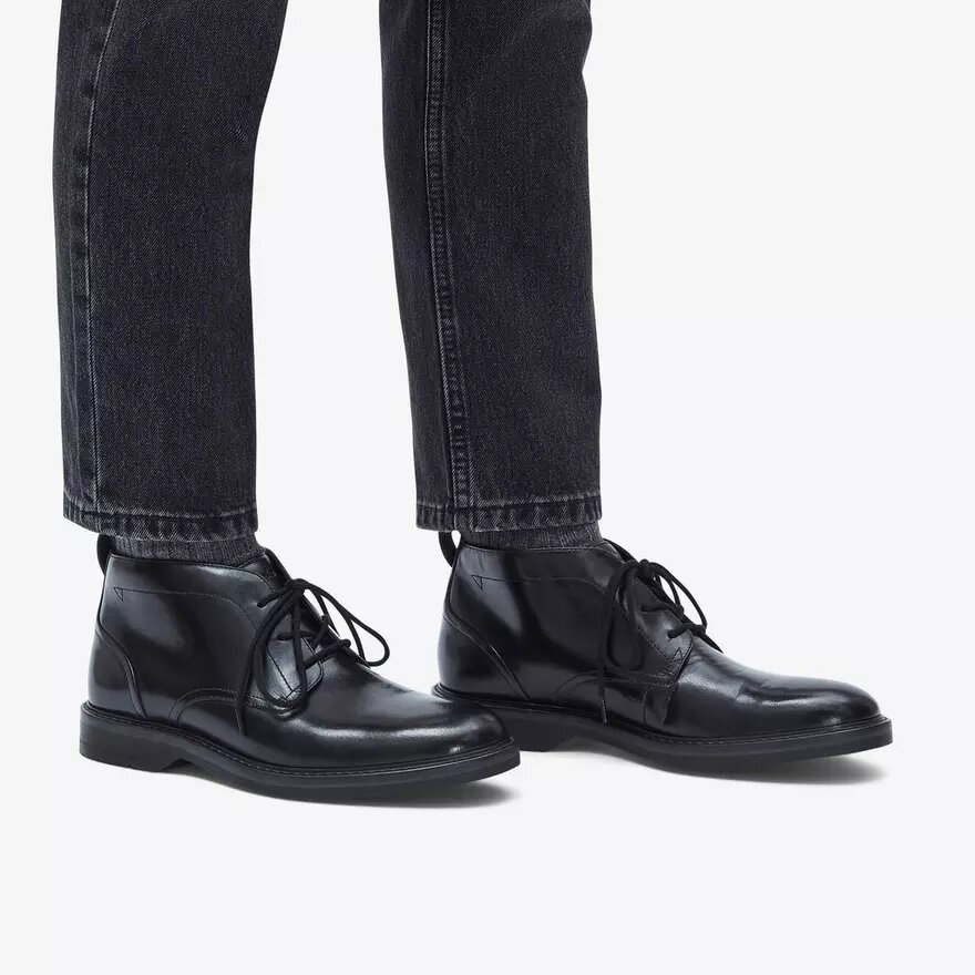 Stivaletti Chukka da uomo in pelle nera Us Stivaletti Chukka da uomo in pelle nera Us