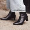 Stivaletti da donna Edina Up in pelle nera Stivaletti da donna Edina Up in pelle nera