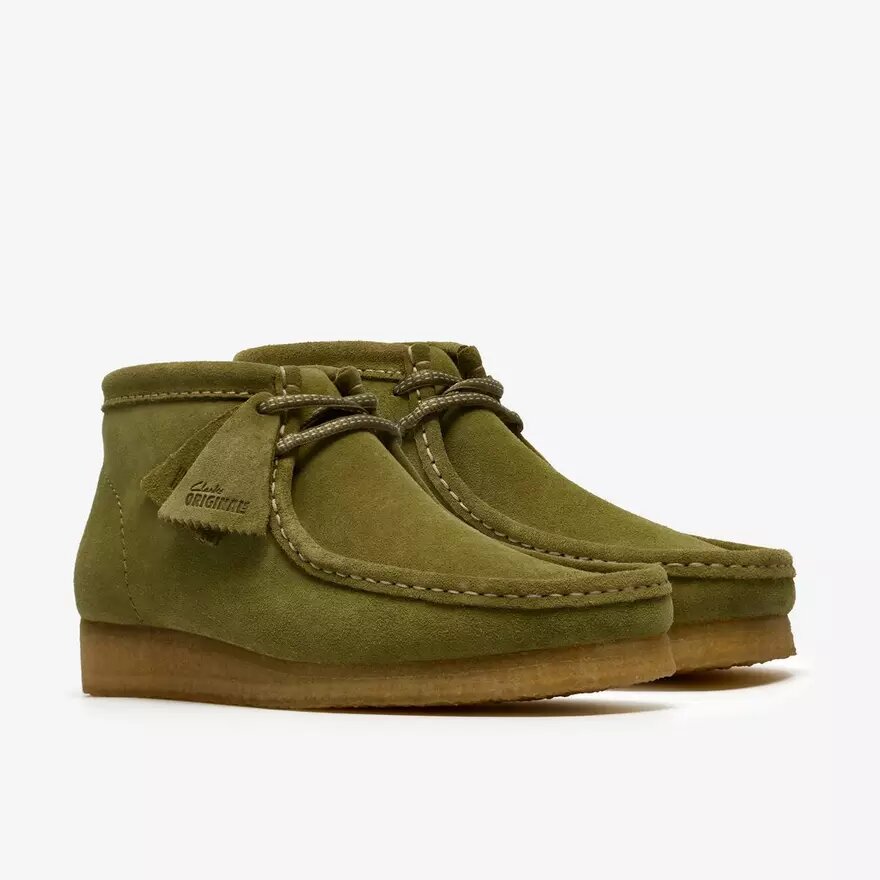 Stivali Wallabee da uomo in pelle scamosciata verde Stivali Wallabee da uomo in pelle scamosciata verde