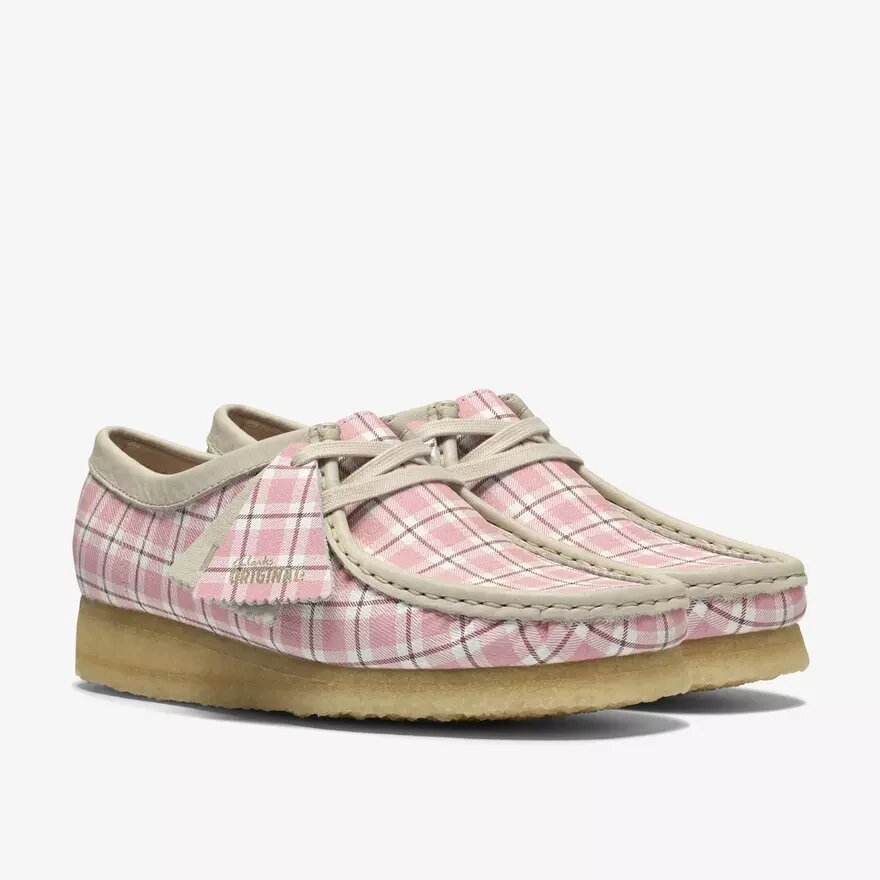 Wallabee da donna a quadretti rosa Gingham Wallabee da donna a quadretti rosa Gingham