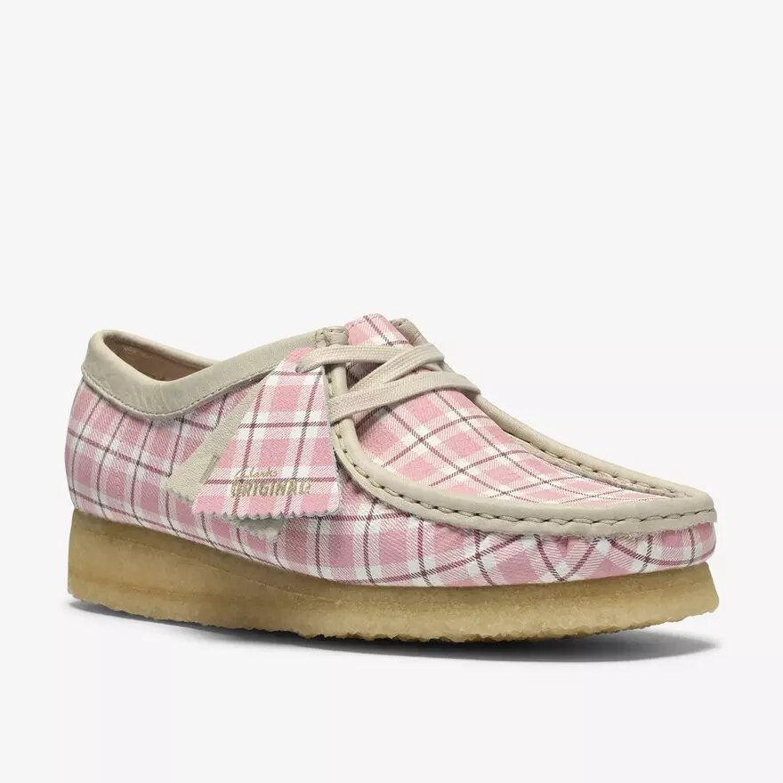 Wallabee da donna a quadretti rosa Gingham Wallabee da donna a quadretti rosa Gingham