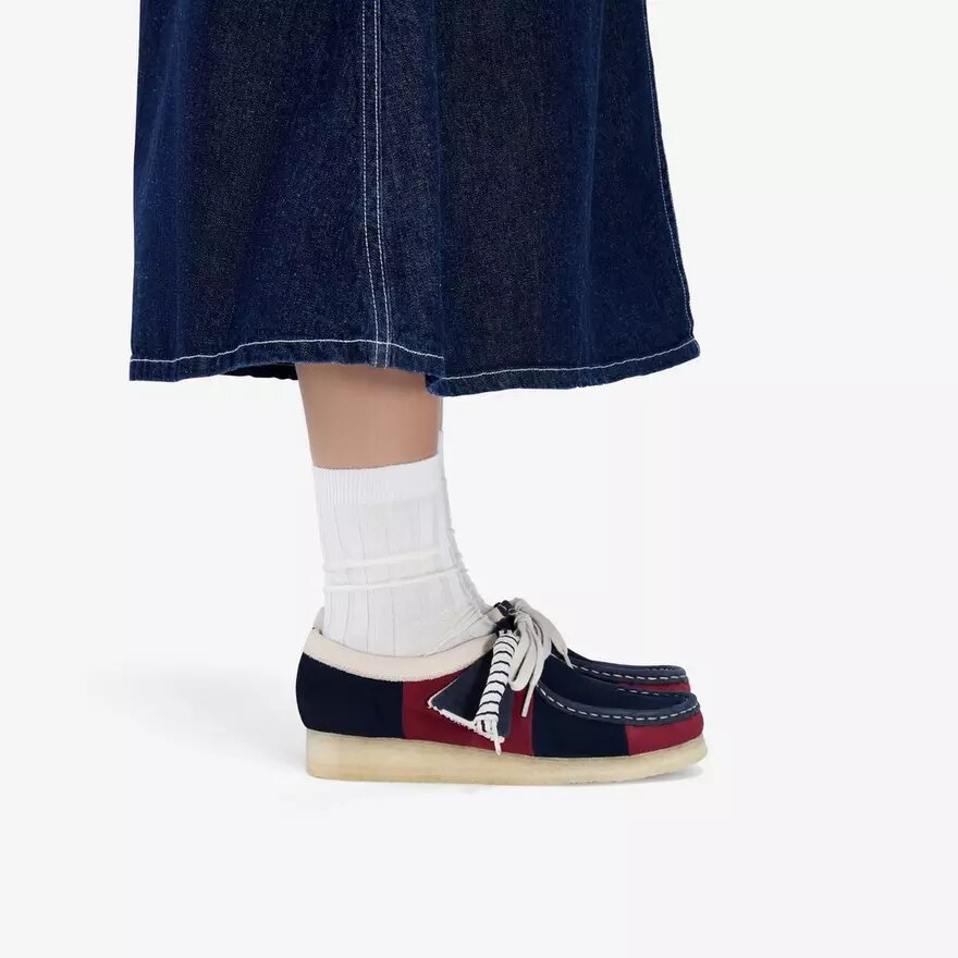 Wallabee da donna a righe blu navy Wallabee da donna a righe blu navy