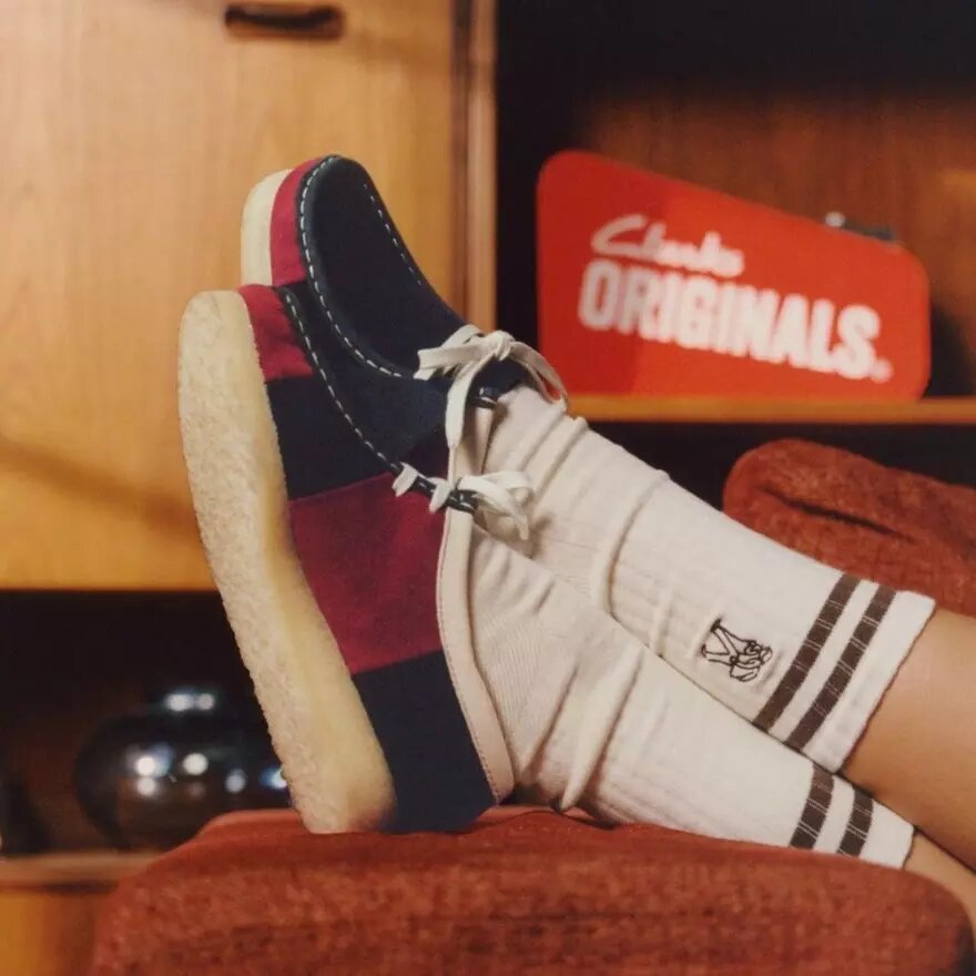Wallabee da donna a righe blu navy Wallabee da donna a righe blu navy