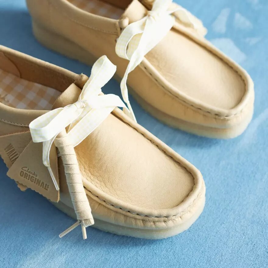 Wallabee da donna in pelle giallo pallido Wallabee da donna in pelle giallo pallido