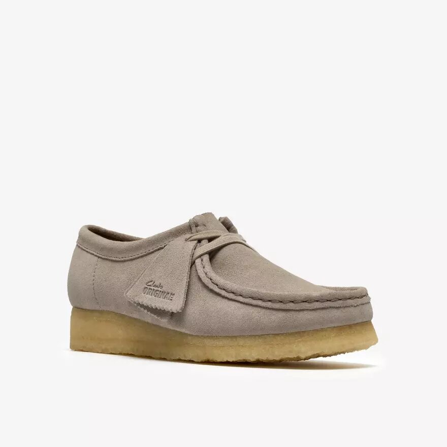 Wallabee da donna in pelle scamosciata grigio chiaro Wallabee da donna in pelle scamosciata grigio chiaro