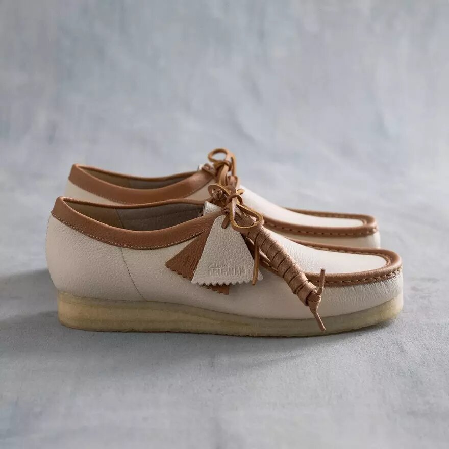Wallabee da uomo in pelle bianca combinata Wallabee da uomo in pelle bianca combinata