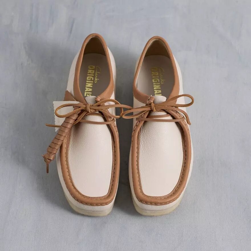 Wallabee da uomo in pelle bianca combinata Wallabee da uomo in pelle bianca combinata