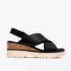 Zeppe con zeppa Diaz Cross in pelle nera da donna