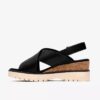 Zeppe con zeppa Diaz Cross in pelle nera da donna