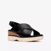 Zeppe con zeppa Diaz Cross in pelle nera da donna