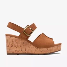 Zeppe con zeppa Sabina Dream in pelle scamosciata color cuoio da donna