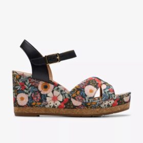 Zeppe da donna Chicly Floral con stampa nera