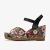 Zeppe da donna Chicly Floral con stampa nera Zeppe da donna Chicly Floral con stampa nera