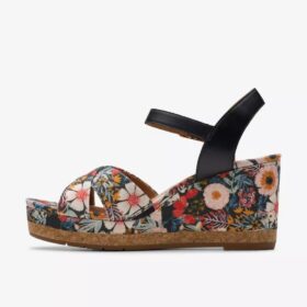 Zeppe da donna Chicly Floral con stampa nera